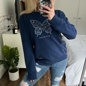 Life is Good peace on earth butterfly crewneck